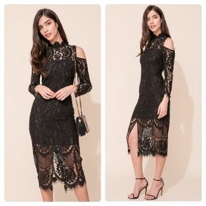 Anthropologie Black Lace Midi Dress